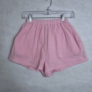 Princess Polly Pink Cotton Lounge Shorts Elastic high Waist with Pockets Size 2